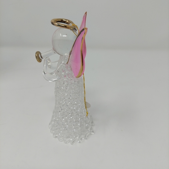 Vintage Angel Spun Glass Christmas Ornament Pink Wings Delicate Glass Skirt - Picture 5 of 9
